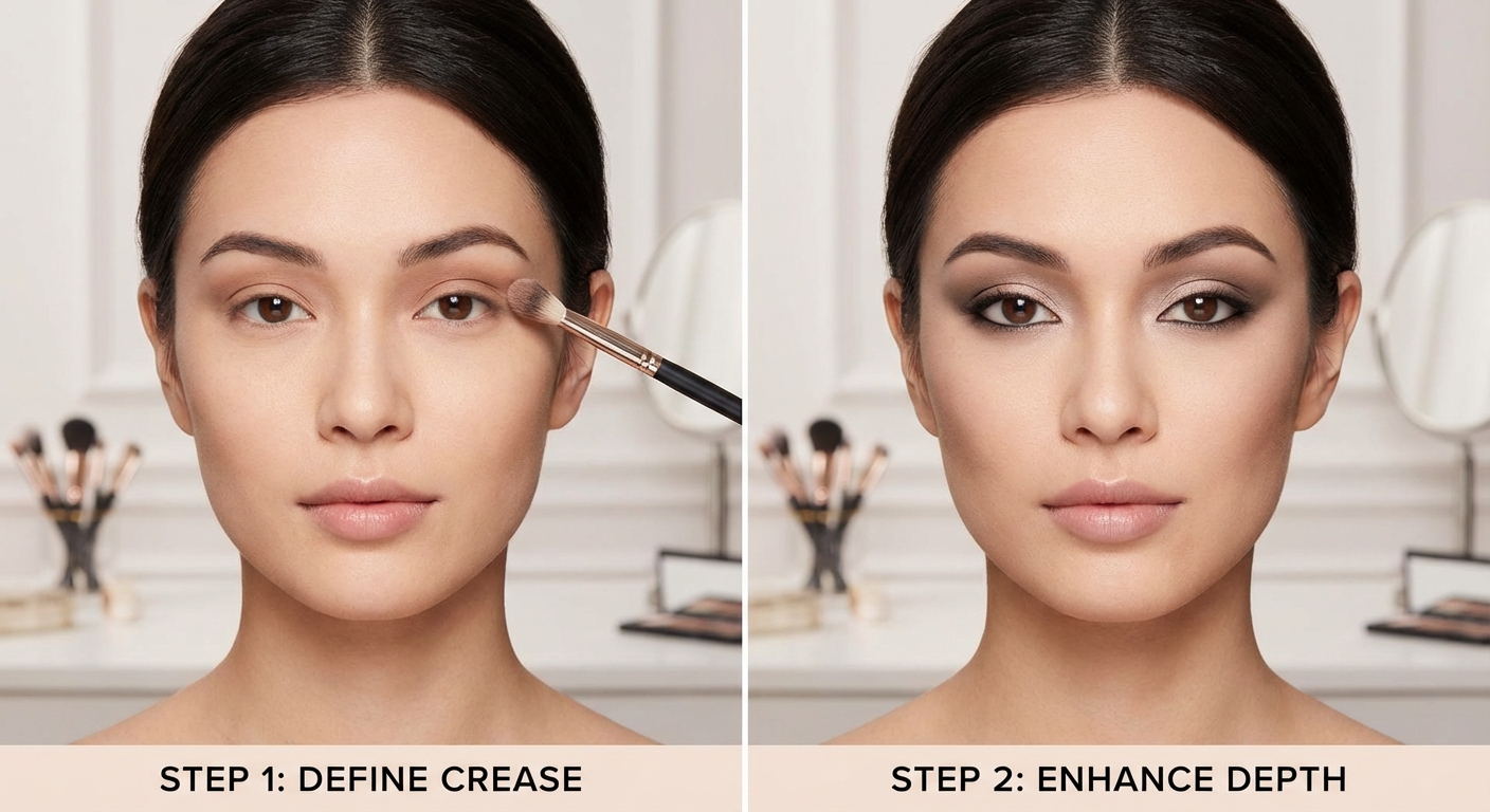 아이홀 눈매 메이크업 단계별 비교 사진