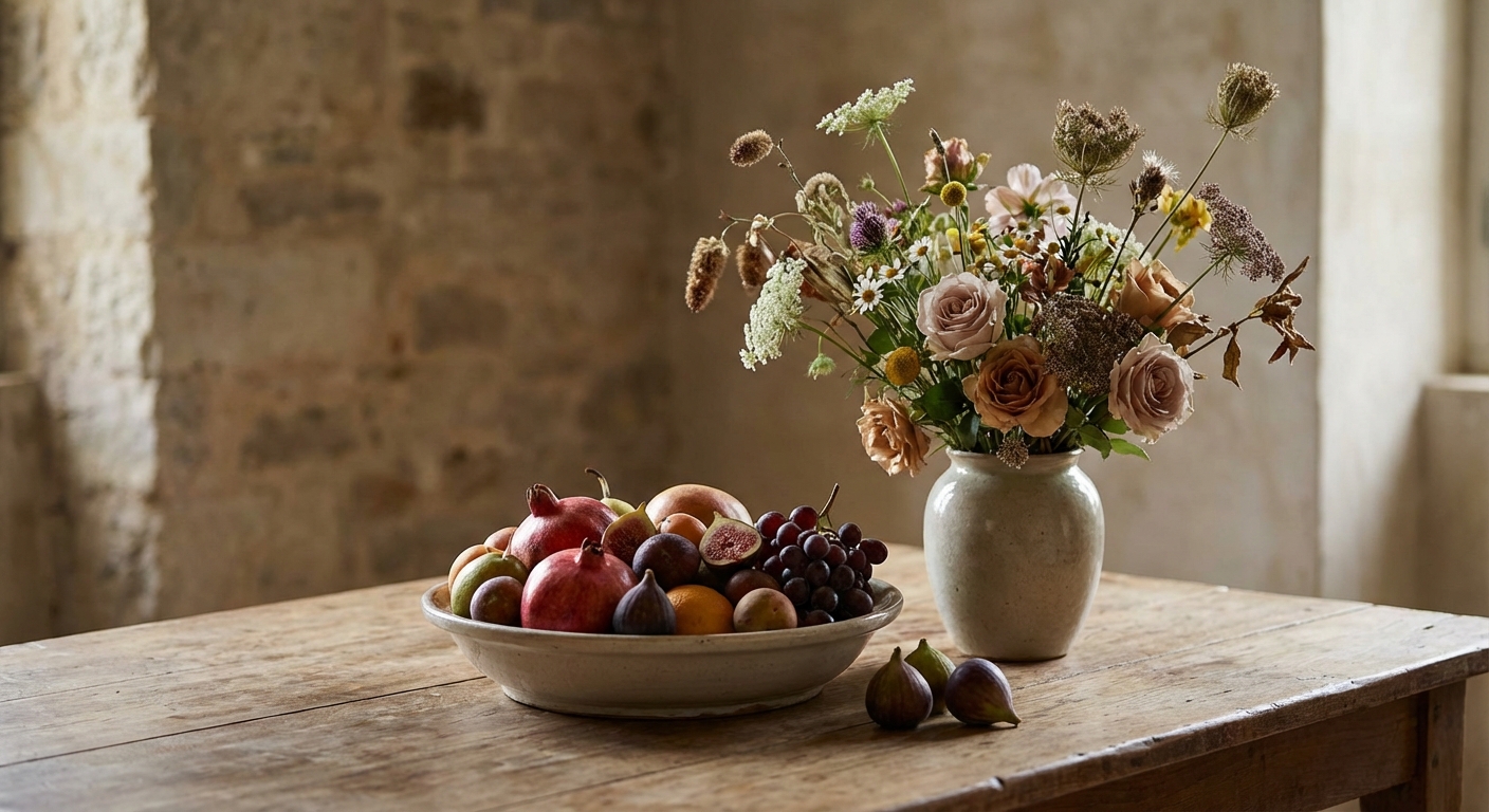 과일과 꽃 이미지