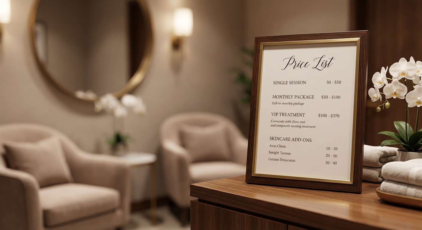 태닝샵 가격표 예시