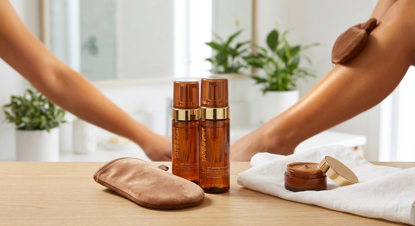 셀프 태닝 제품과 사용 예시