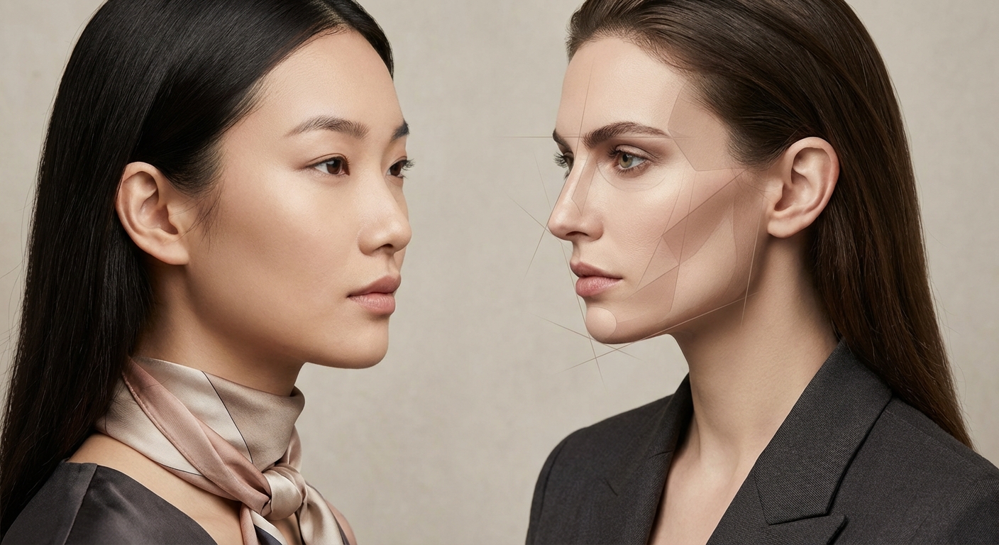 서양인과 동양인 얼굴형 차이