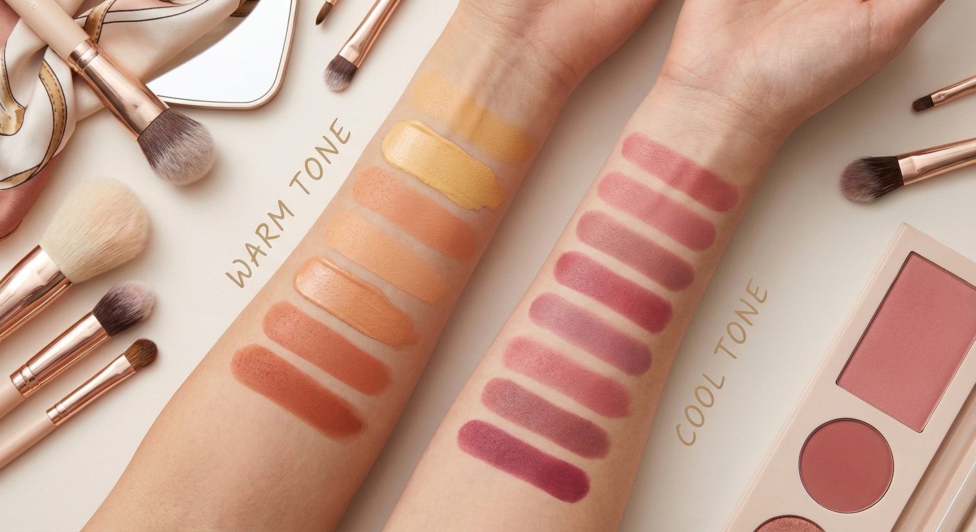 웜톤 vs. 쿨톤 베이스 스와치 비교