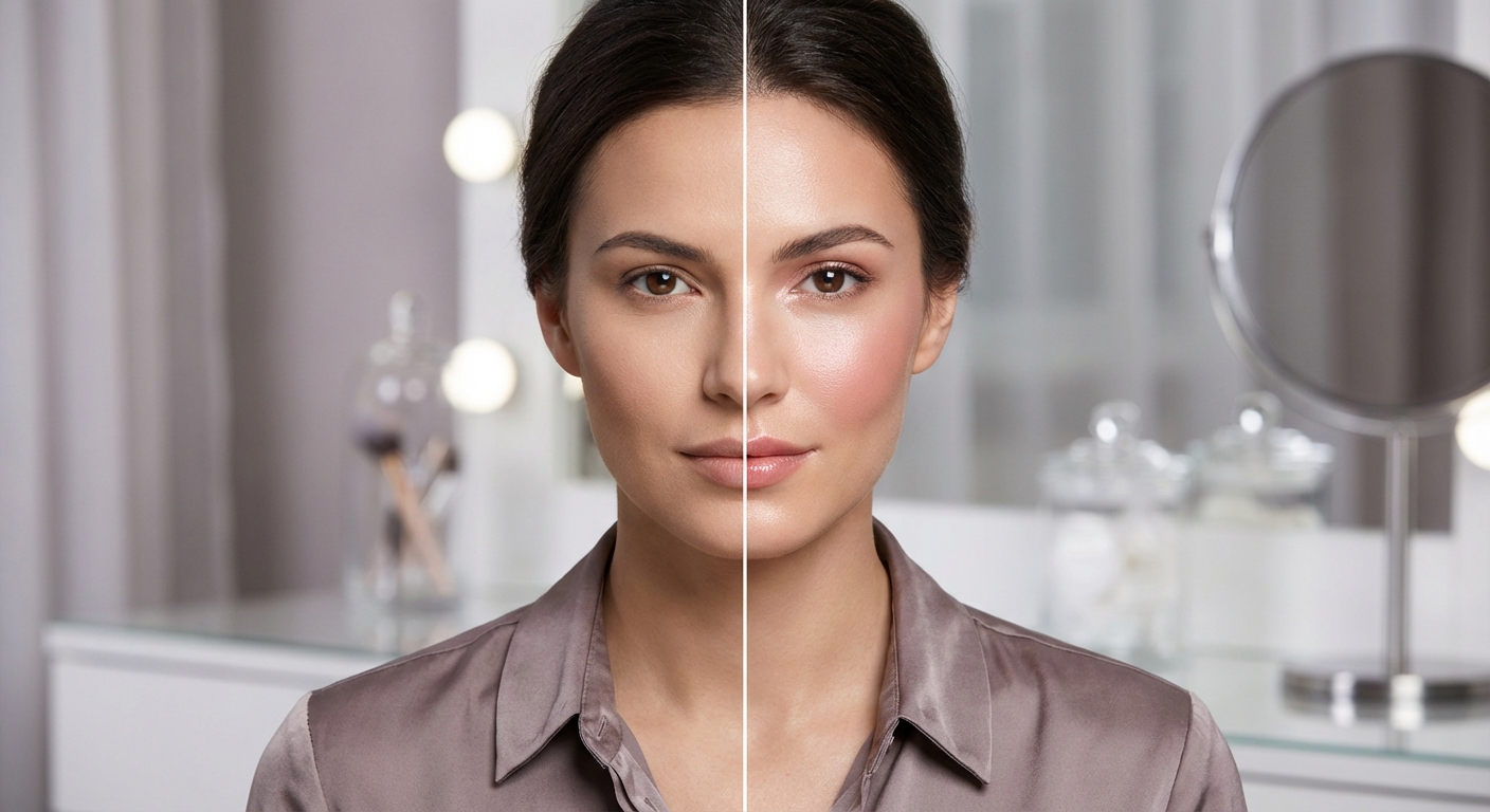 블러셔와 하이라이터 사용 전후 비교