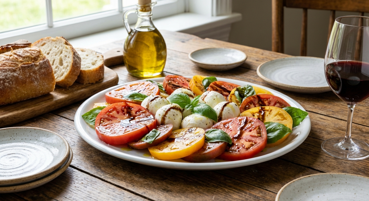 홈파티 테이블에 차려진 카프레제