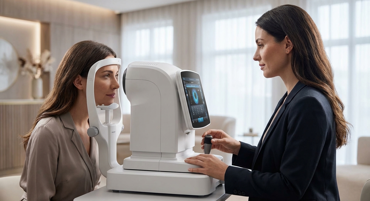 각막 두께 측정 장비와 검사 장면