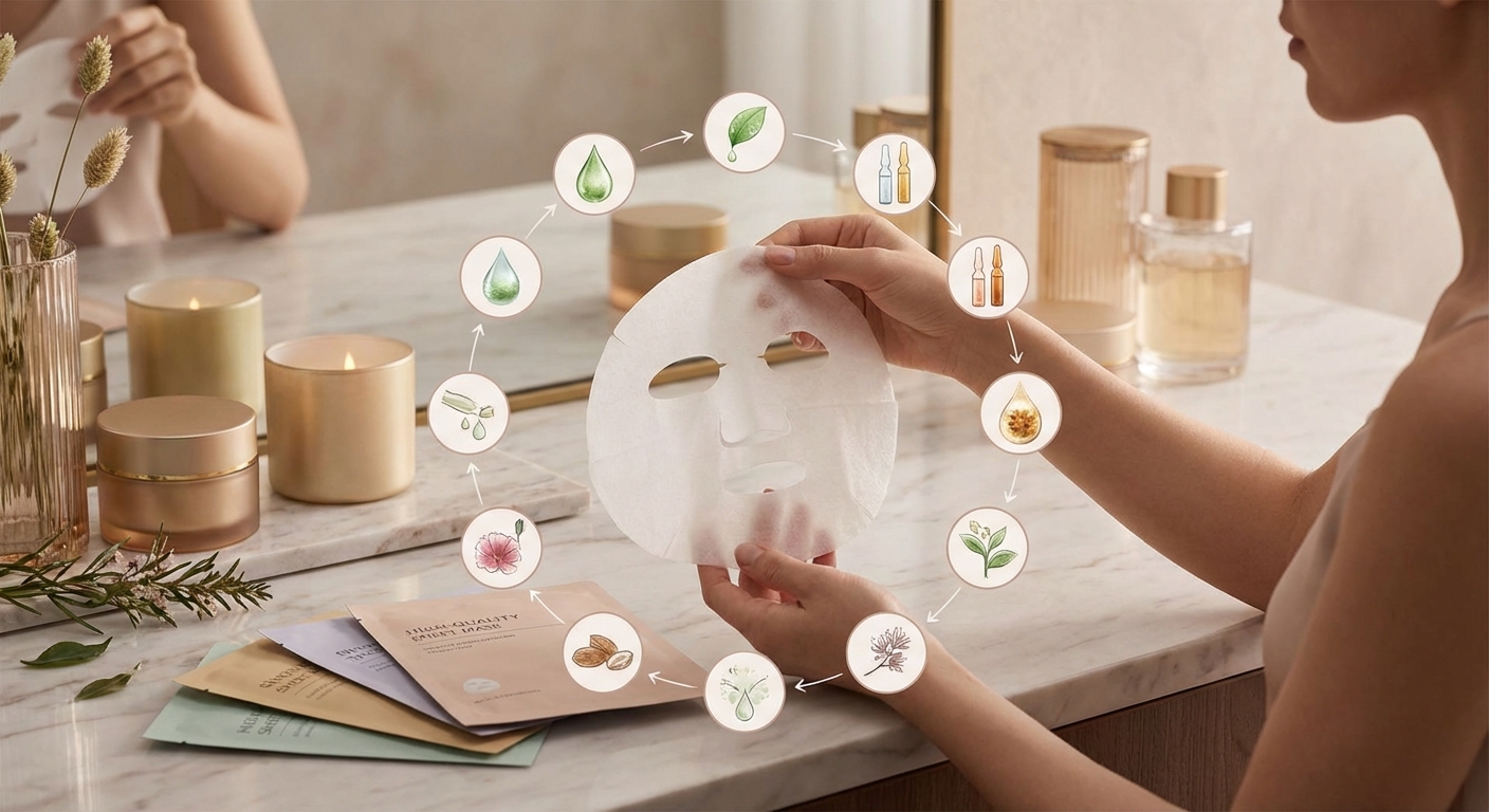 마스크팩 주요 성분과 효능 설명 인포그래픽