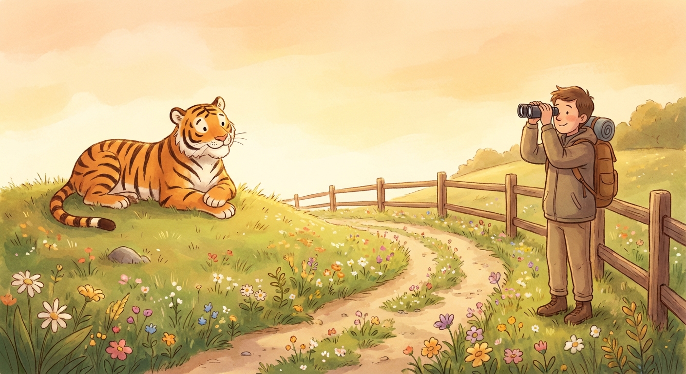 호랑이와 안전 거리 유지 일러스트