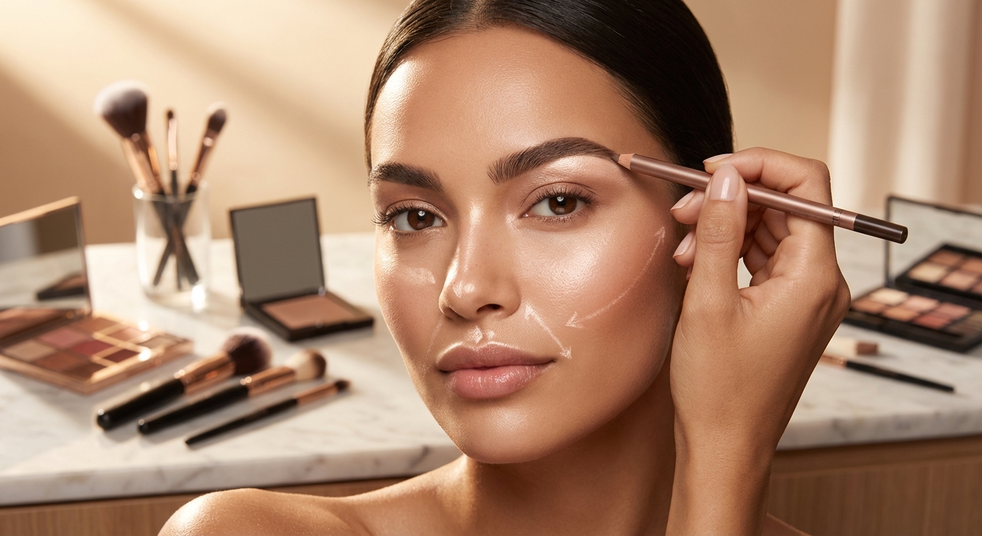 눈썹 그리기와 하이라이트 위치 가이드