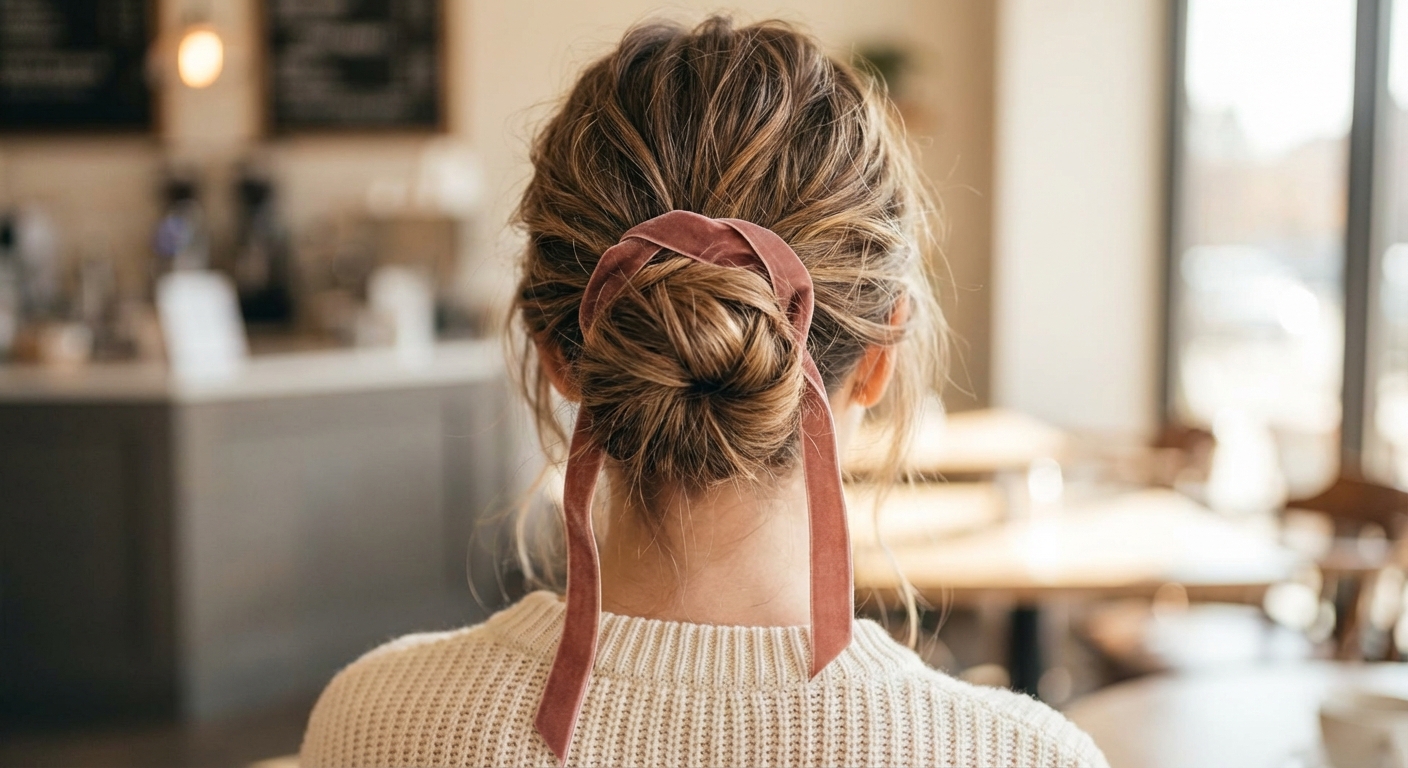 캐주얼 지저분 번 리본 스타일