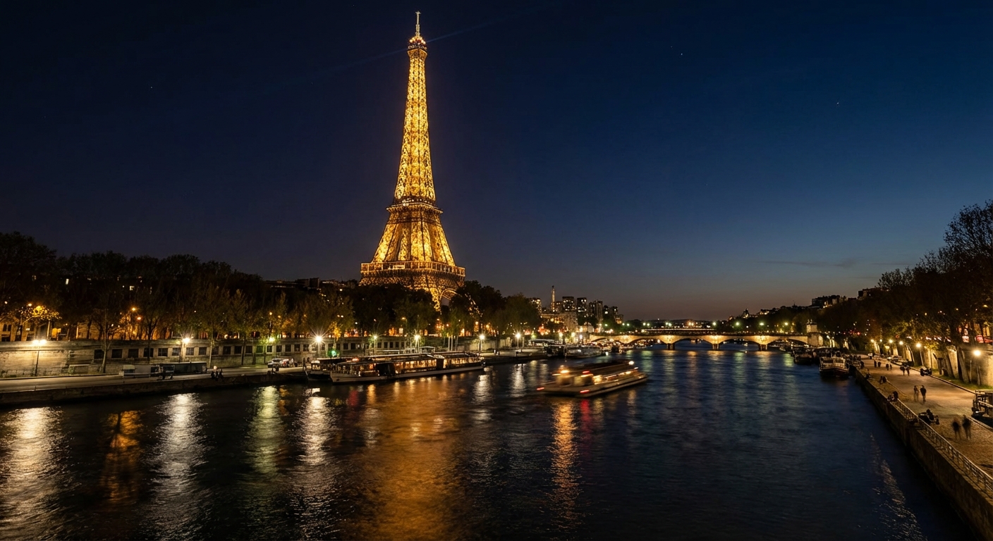 에펠탑과 세느강 야경