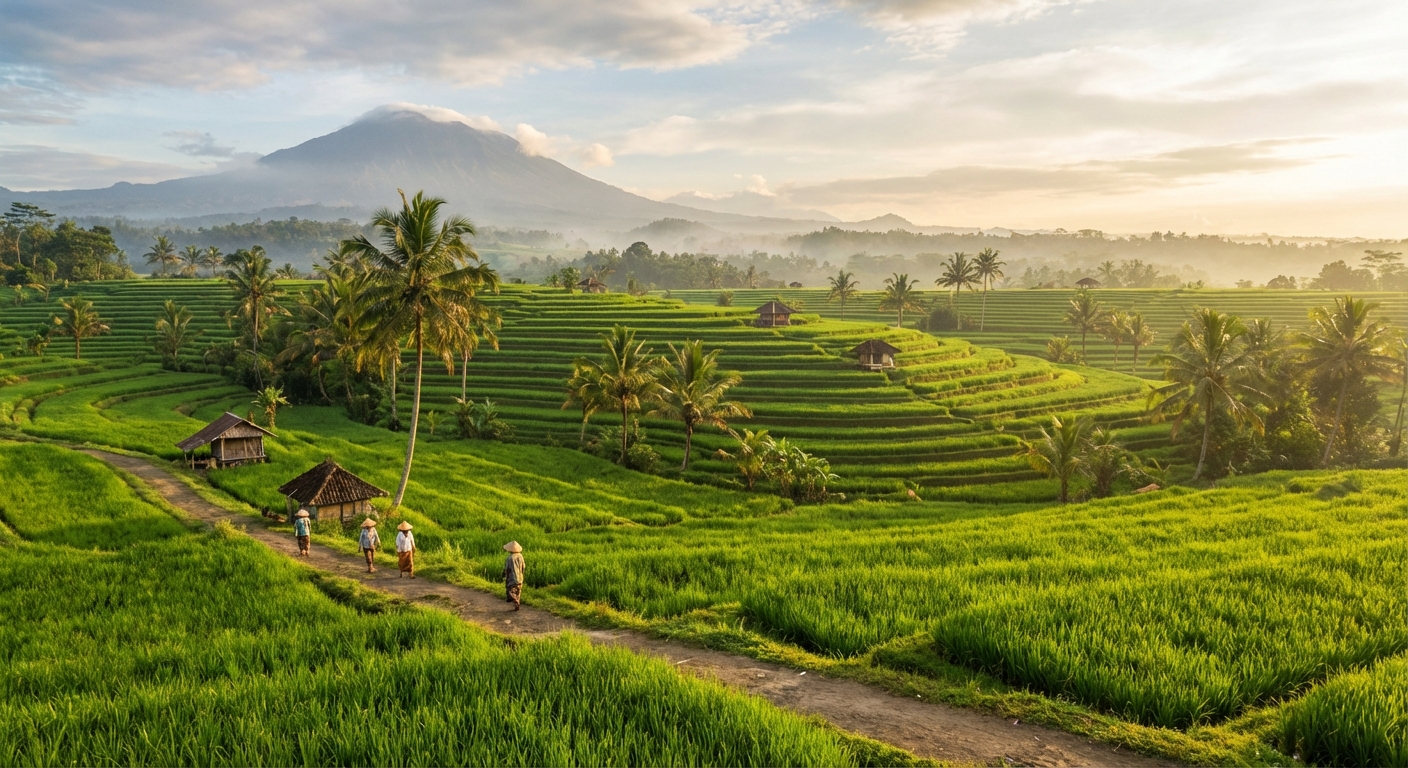 발리 우붓의 계단식 논밭 풍경