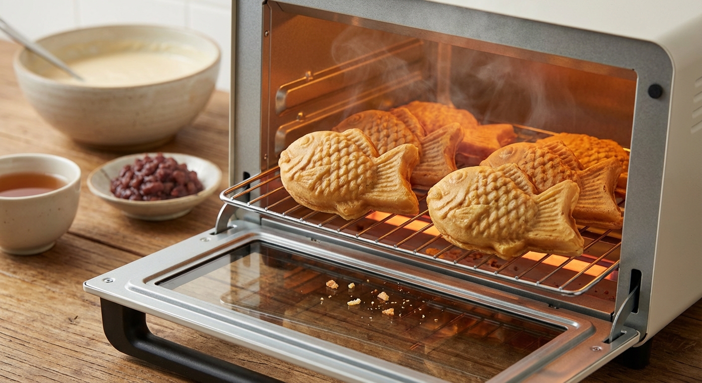 오븐토스터에서 구워지는 붕어빵