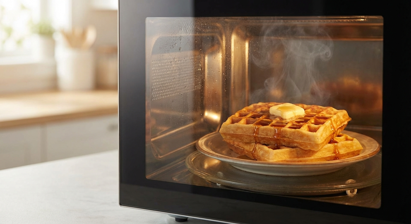 전자레인지에 데워지는 와플