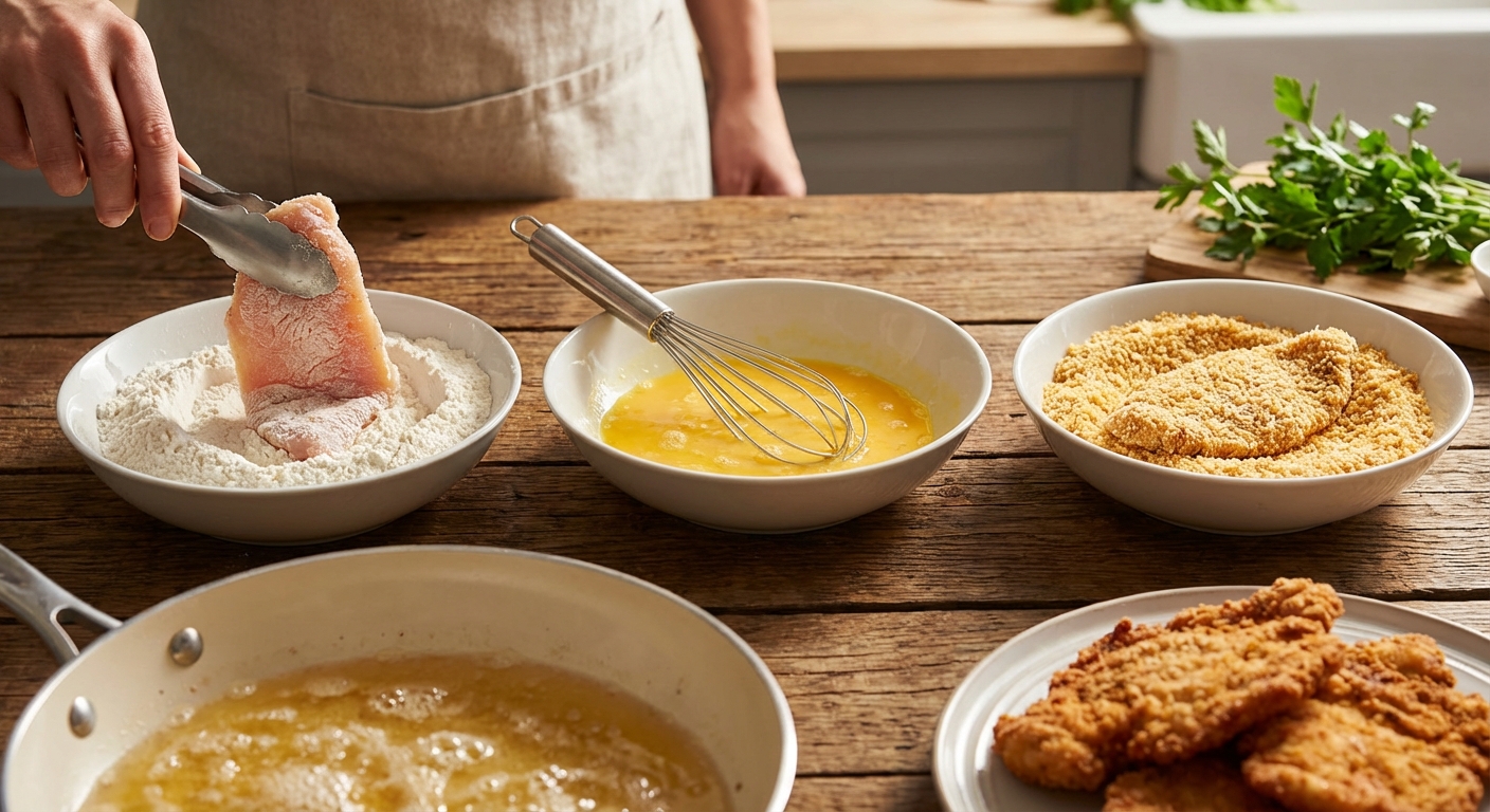 밀가루 계란물 빵가루 순서 코팅 과정