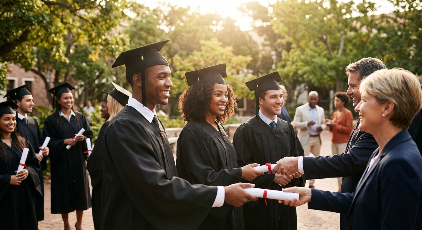 졸업장 수령하는 모습