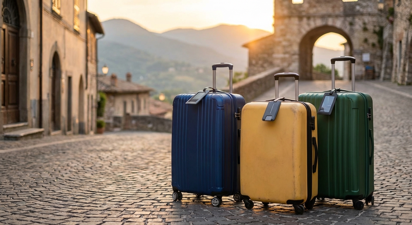 스마트 러기지택과 다양한 색상의 캐리어