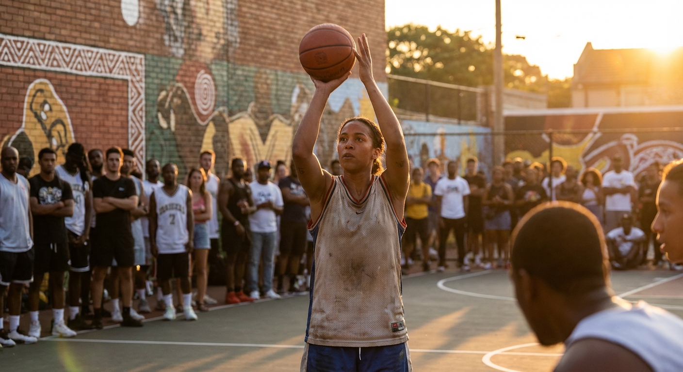 자유투를 던지는 농구 선수의 집중하는 모습