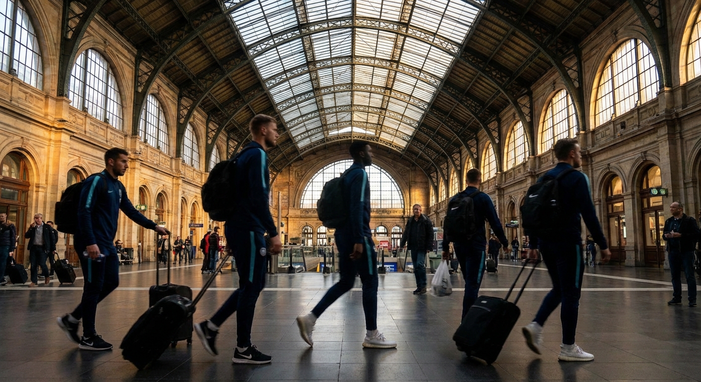 선수들이 원정 경기 이동 중인 모습