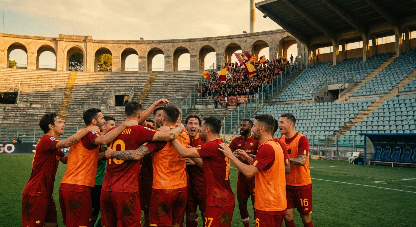 원정 경기에서 환호하는 선수들