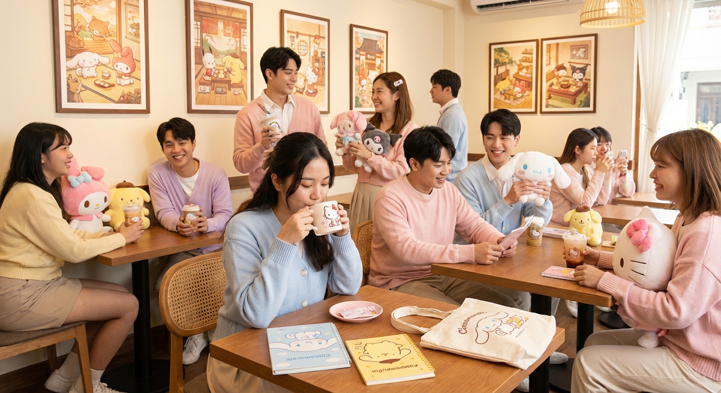 산리오 캐릭터 굿즈를 즐기는 소비자들