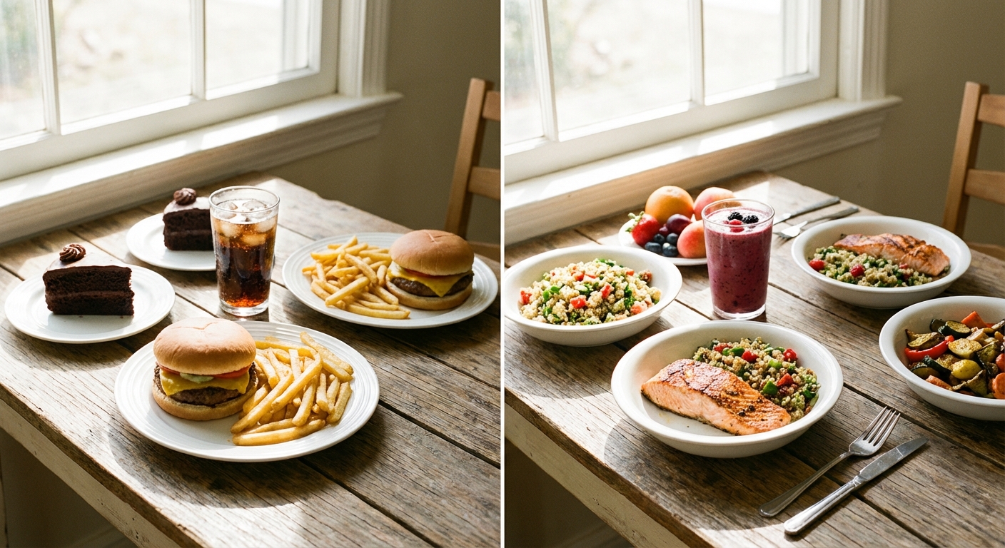다이어트 전후 식단 비교