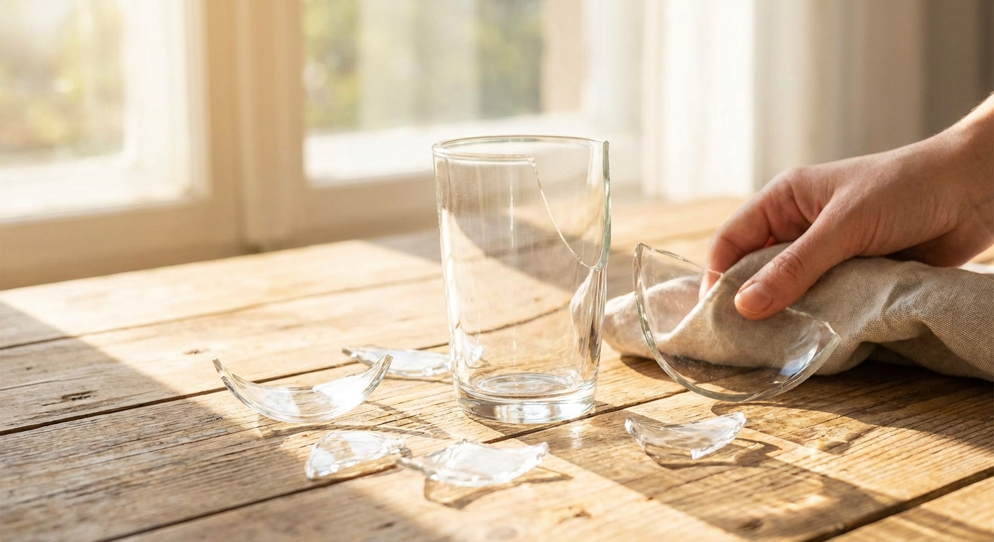 깨진 유리 파편, 식빵 하나로 끝내는 완벽 청소법