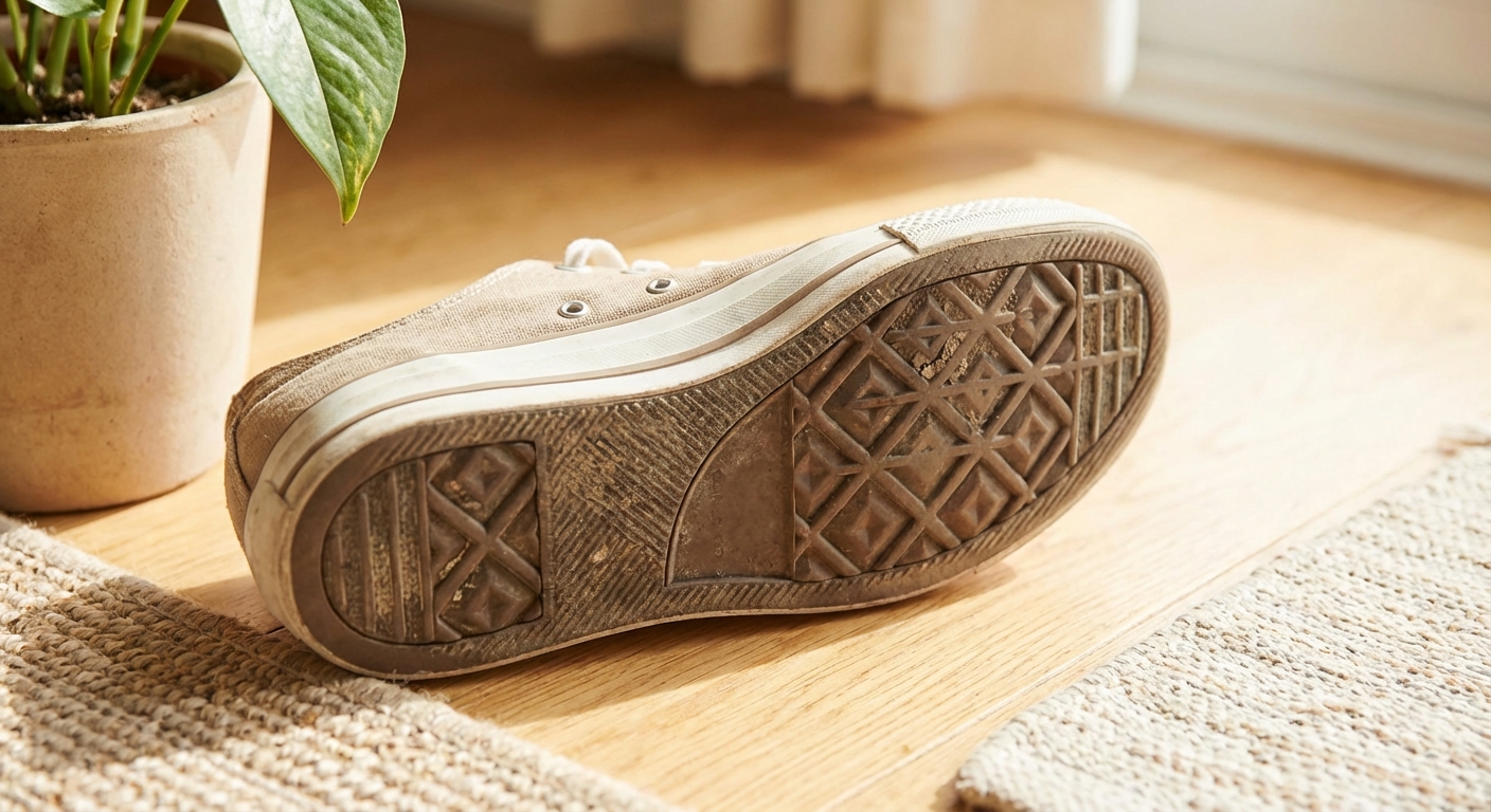 운동화 밑창 확대 사진, 때가 낀 고무 부분