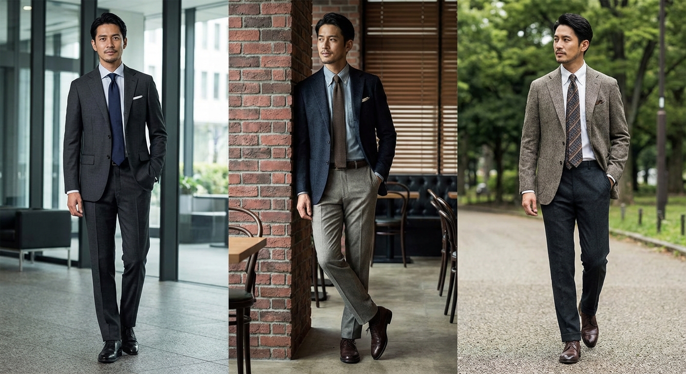 상황별 넥타이 코디 전신샷