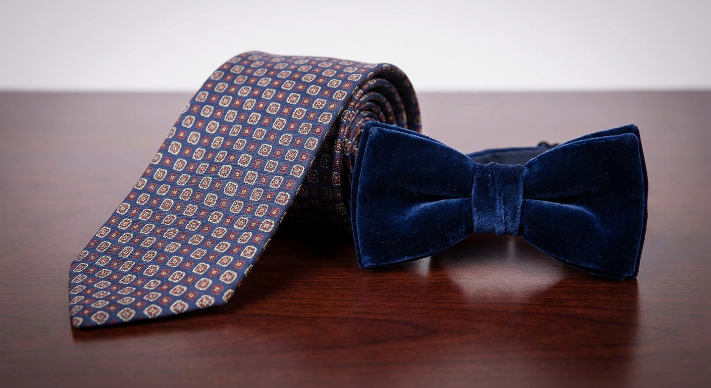 넥타이와 보타이 형태 비교 디테일 컷