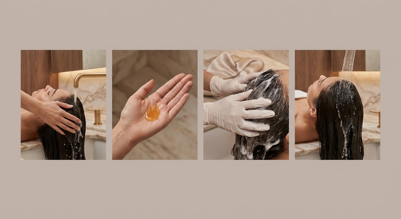 샴푸 단계별 과정 일러스트 또는 사진