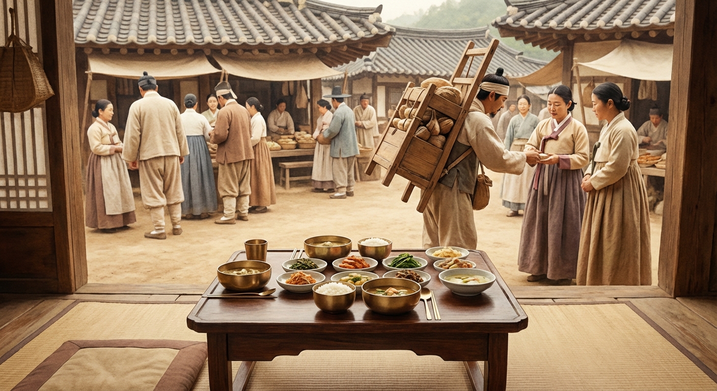 조선 시대 음식 상차림과 행상 모습