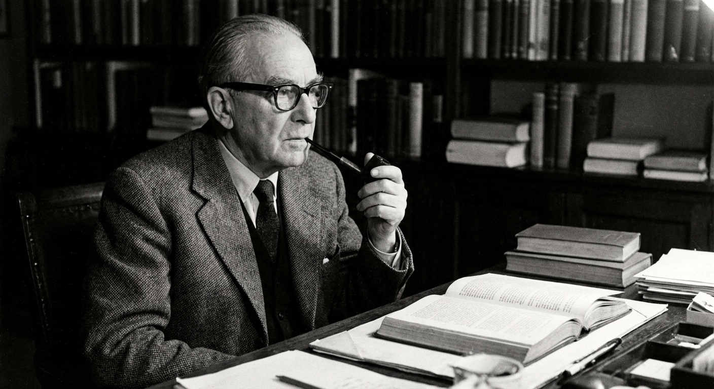 1950~60년대 흑백 사진 속 안경 쓴 학자 이미지