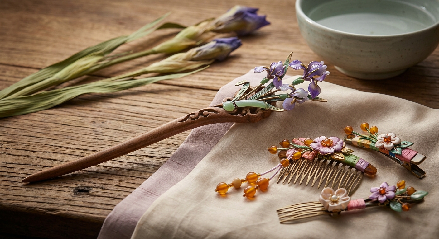 전통 창포 비녀와 머리 장신구