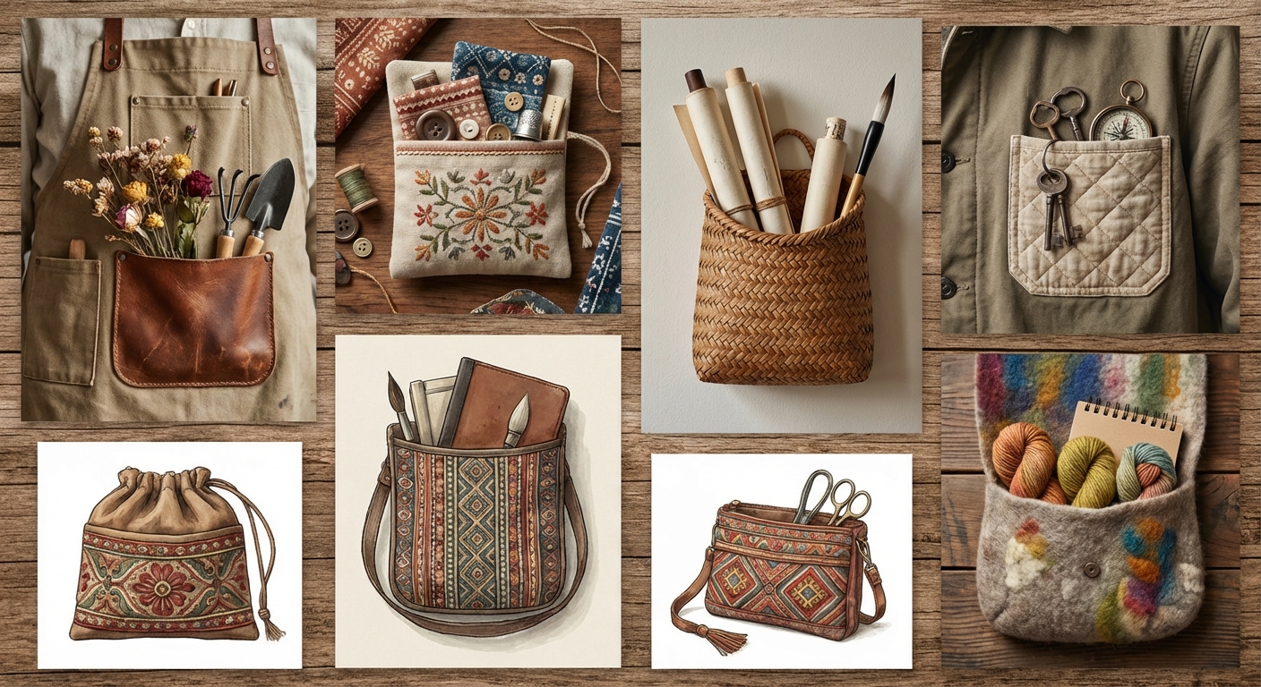 작은 주머니 활용 아이디어 콜라주