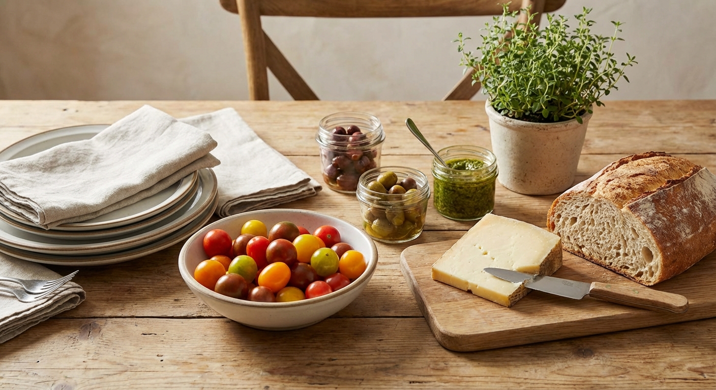 간편 식재료와 테이블 세팅 소품