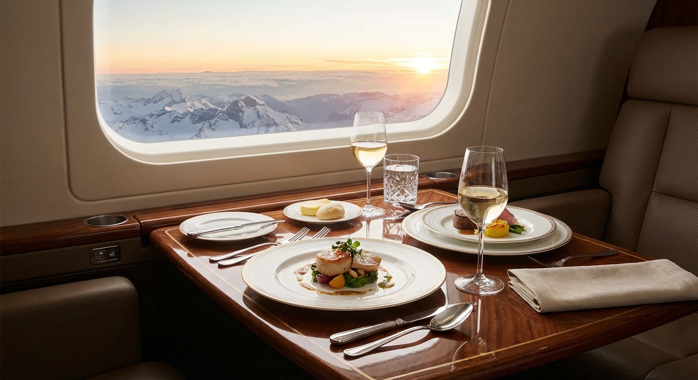 퍼스트클래스 식사 세팅