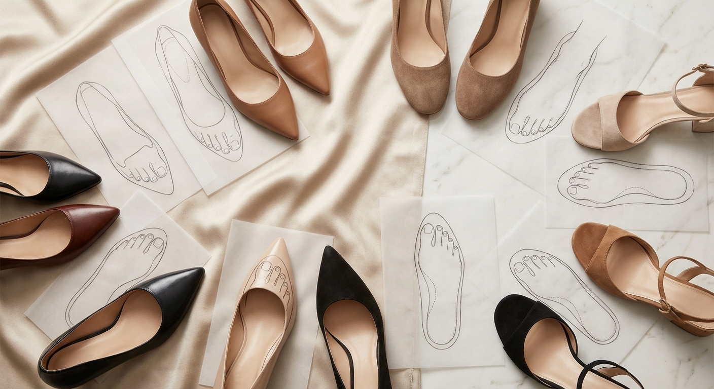 다양한 발 모양과 구두 핏 비교 일러스트