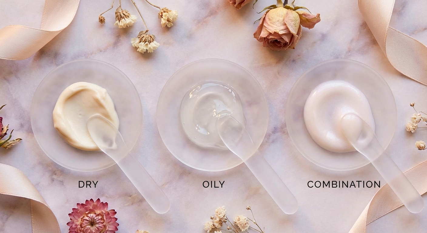 피부 타입별 제품 텍스처 비교 샷