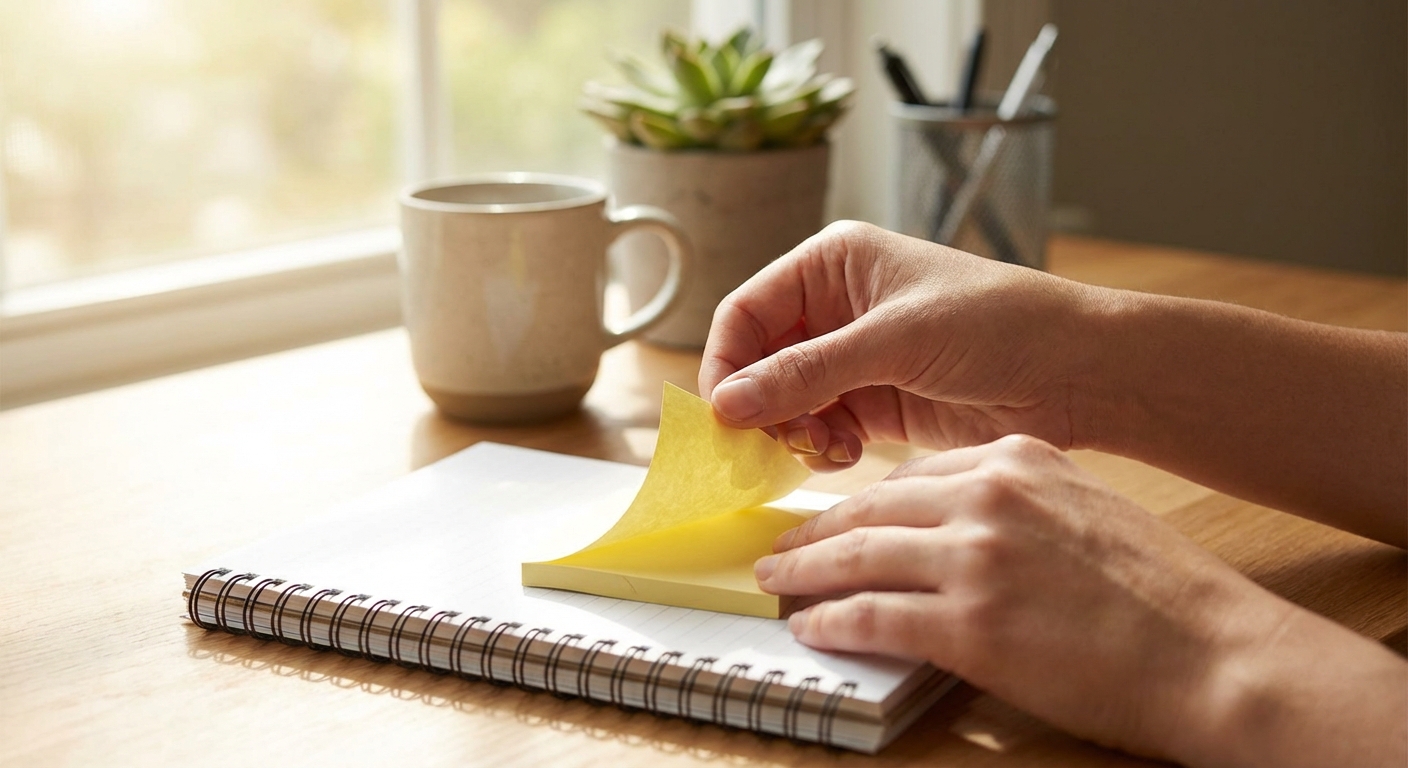 포스트잇을 옆으로 떼는 올바른 방법 시연