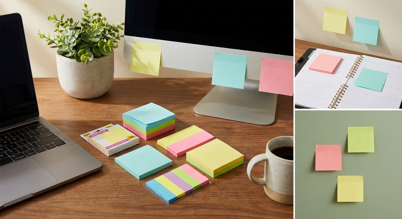 다양한 종류의 강력 접착 포스트잇 제품 비교