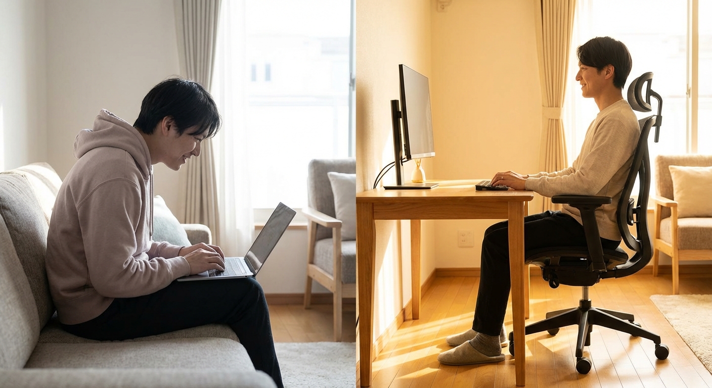 바른 자세와 잘못된 자세 비교