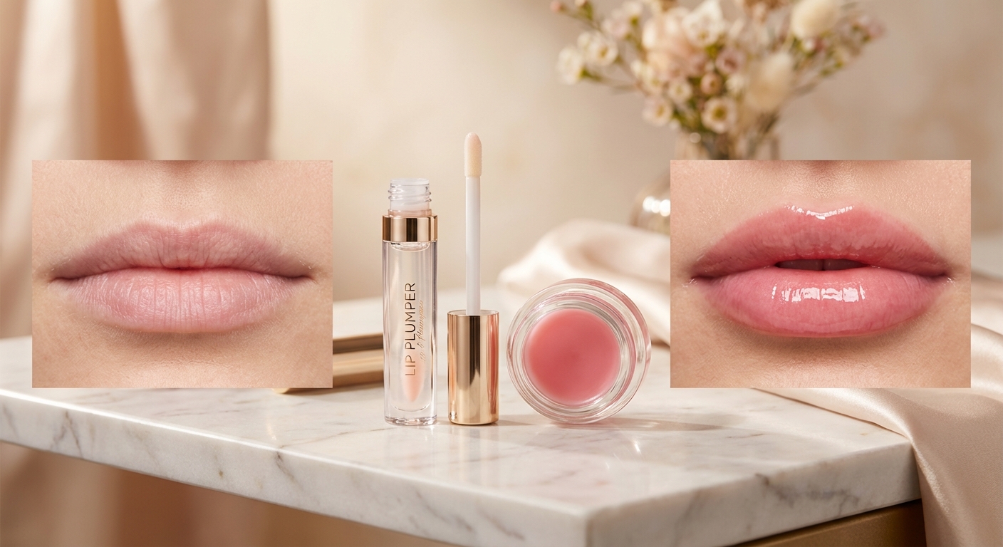 립 플럼퍼 제품과 사용 전후 입술 비교 사진