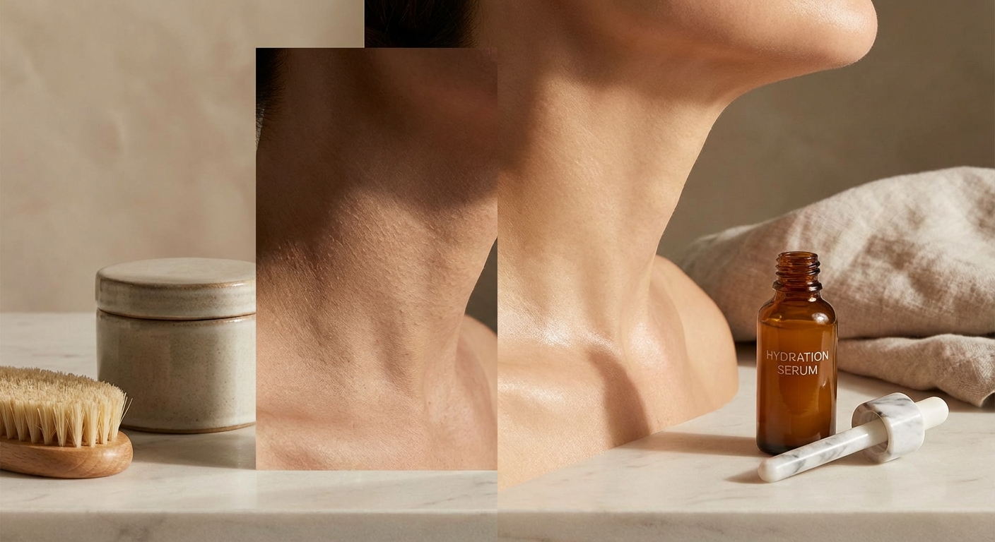 목 각질 제거 전후 비교와 보습 제품