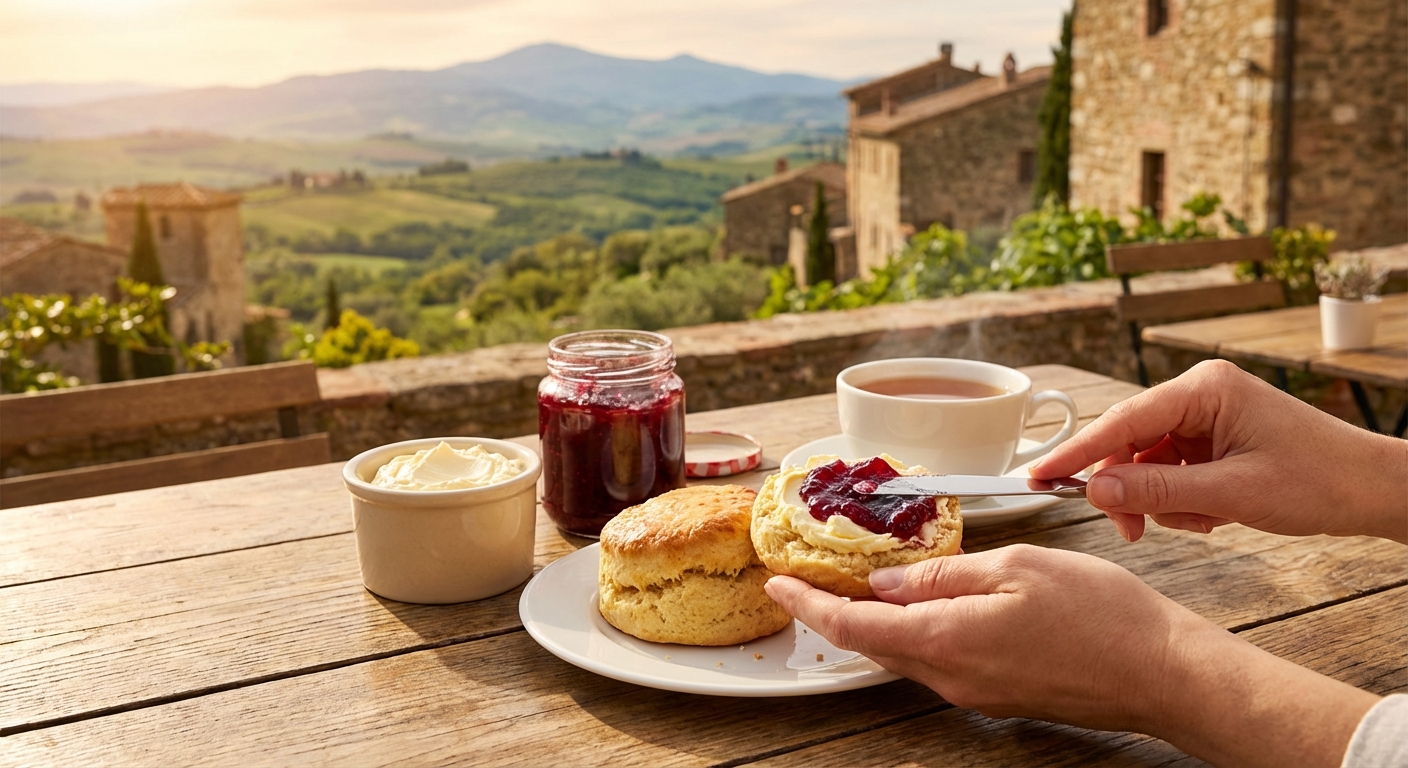 스콘 반 갈라 잼과 크림 바르는 과정