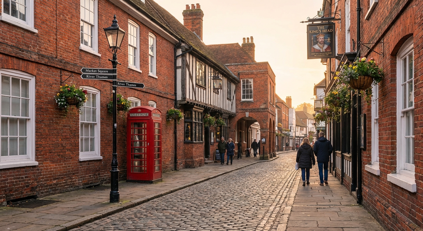 영국 거리 풍경과 표지판