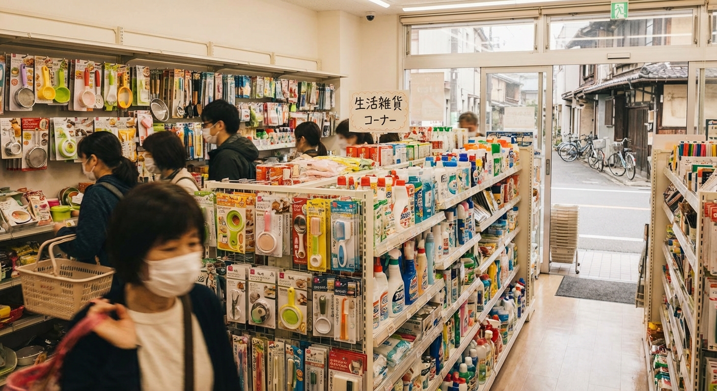 일본 100엔숍 생필품 코너