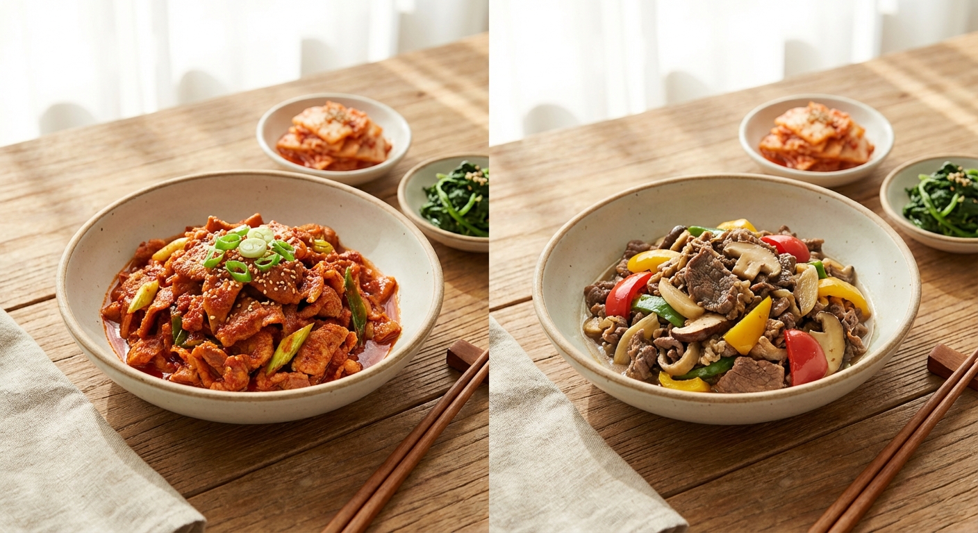 볶음 요리 비교 사진