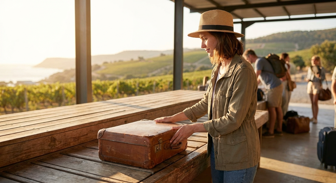 수하물을 벨트에 올리는 모습