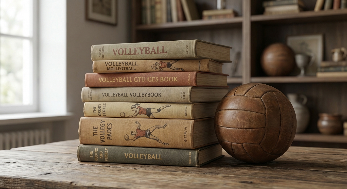 배구 관련 서적과 배구공