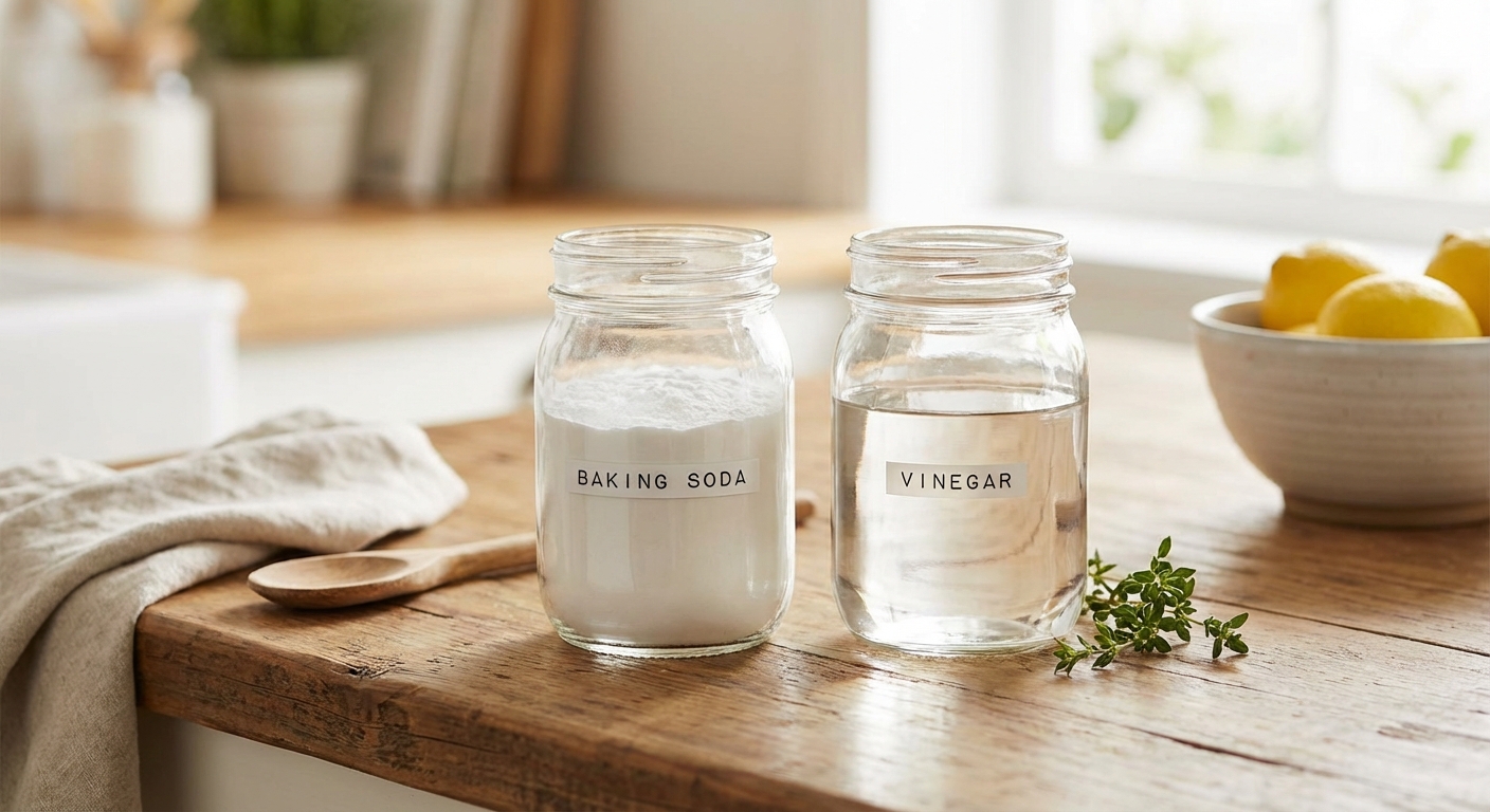 베이킹소다와 식초가 담긴 용기